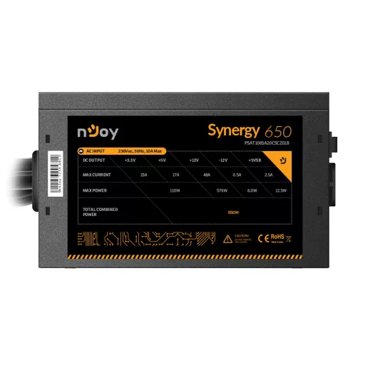 nJoy Synergy 650 650 W 20+4 pin ATX ATX Fekete
