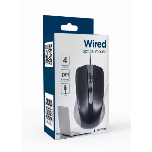 Gembird MUS-4B-01-GB egér Irodai Jobbkezes USB A típus Optikai 1200 DPI