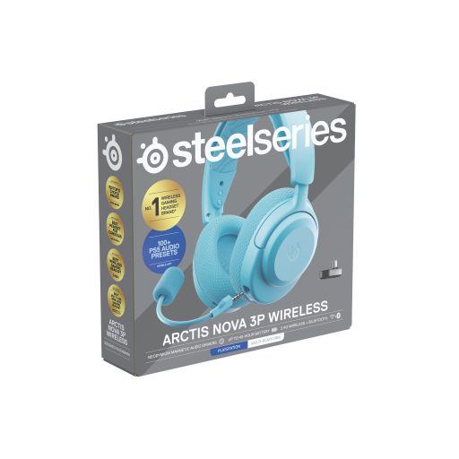 Steelseries Arctis Nova 3P Headset Vezeték nélküli Fejpánt Zene/általános Bluetooth Türkizkék
