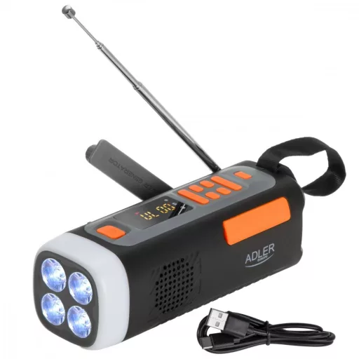Emergency Radio with Solar Power - Hand Crank | Bluetooth 5.0 | 4W LED Flashlight | 4500 mAh Powerbank