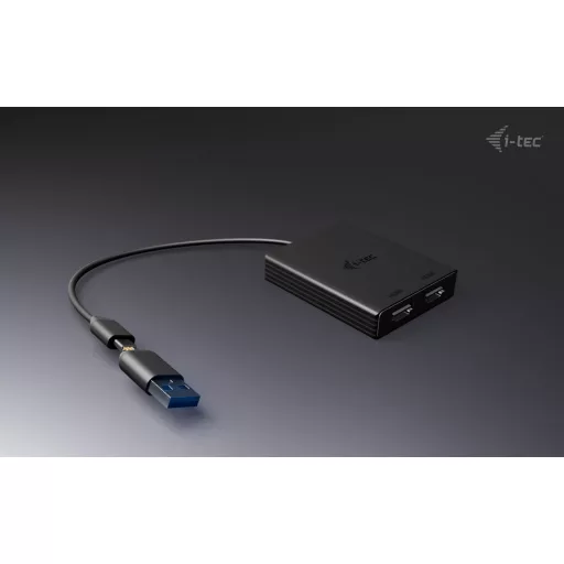 i-tec CADUAL4KDP video átalakító kábel 0,27 M USB Type-A/USB Type-C 2 x DisplayPort Fekete