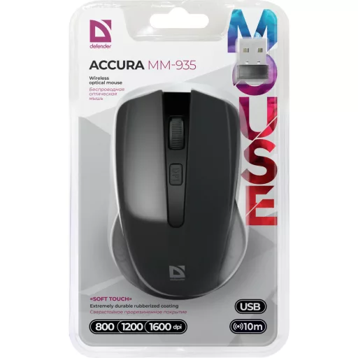 Defender Accura MM-935 egér Irodai Kétkezes Vezeték nélküli RF Optikai 1600 DPI