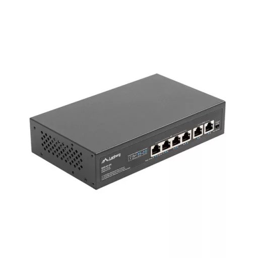Lanberg RSFE-4P-2FE-60 hálózati kapcsoló Beállítást nem igénylő (unmanaged) Fast Ethernet (10/100) Ethernet-áramellátás (PoE) támogatása 1U Fekete