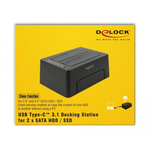 DeLOCK 63957 dokkoló állomás tárolóegységhez USB 3.2 Gen 2 (3.1 Gen 2) Type-C Fekete