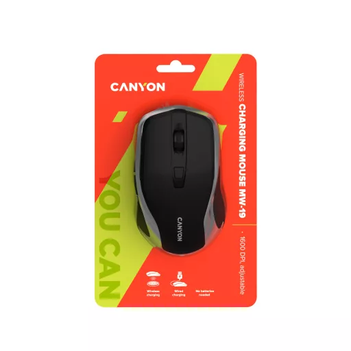 Canyon MW-19 egér Kétkezes RF Wireless + USB Type-A Optikai 1600 DPI