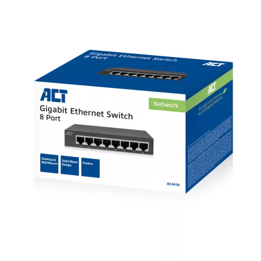 ACT AC4418 hálózati kapcsoló Beállítást nem igénylő (unmanaged) Gigabit Ethernet (10/100/1000) Szürke