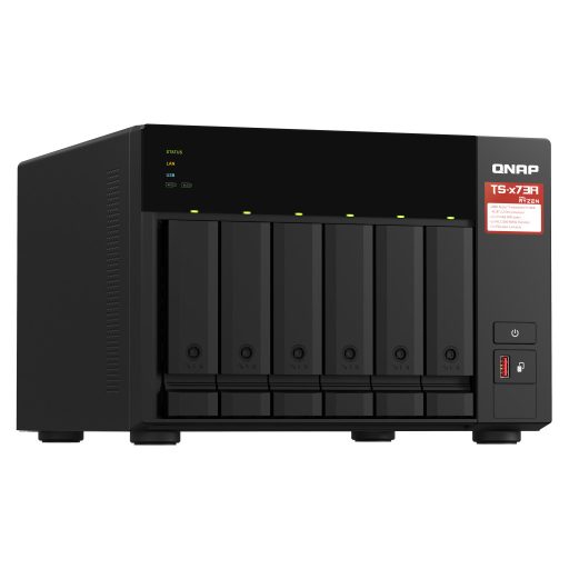 QNAP TS-673A NAS Tower Ryzen Embedded V1500B 8 GB DDR4 0 TB QNAP Turbo System Fekete