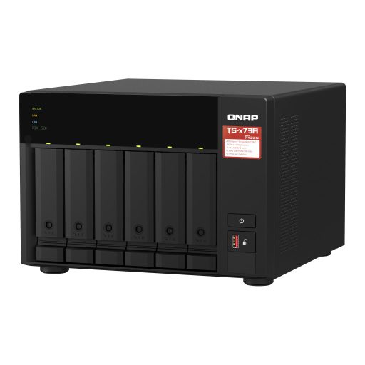 QNAP TS-673A NAS Tower Ryzen Embedded V1500B 8 GB DDR4 0 TB QNAP Turbo System Fekete