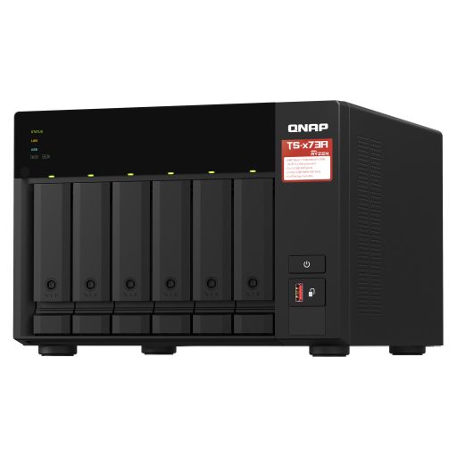 QNAP TS-673A NAS Tower Ryzen Embedded V1500B 8 GB DDR4 0 TB QNAP Turbo System Fekete