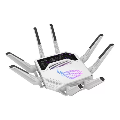 ASUS ROG Rapture GT-BE19000AI vezetéknélküli router 10 Gigabit Ethernet Háromsávos (2,4 GHz / 5 GHz / 6 GHz) Fehér