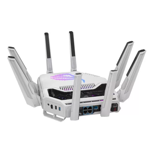ASUS ROG Rapture GT-BE19000AI vezetéknélküli router 10 Gigabit Ethernet Háromsávos (2,4 GHz / 5 GHz / 6 GHz) Fehér