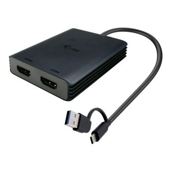   i-tec CADUAL4KHDMI video átalakító kábel 0,27 M USB Type-A/USB Type-C 2 x HDMI Fekete