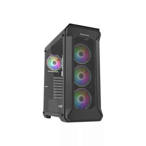 GENESIS Irid 505 ARGB Midi Tower Fekete, Átlátszó