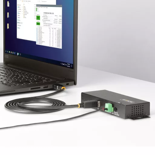 StarTech.com 5G7AINDRM-USB-A-HUB hálózati csatlakozó USB 3.2 Gen 1 (3.1 Gen 1) Type-B 5000 Mbit/s Fekete