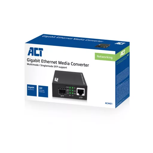 ACT AC4451 hálózati média konverter 1000 Mbit/s Multi-mode, Single-mode Fekete