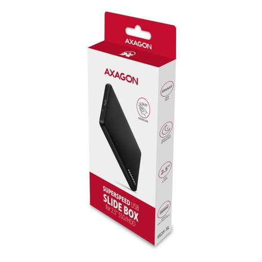 Axagon EE25-SL tárolóegység burkolat HDD/SSD ház Fekete 2.5"