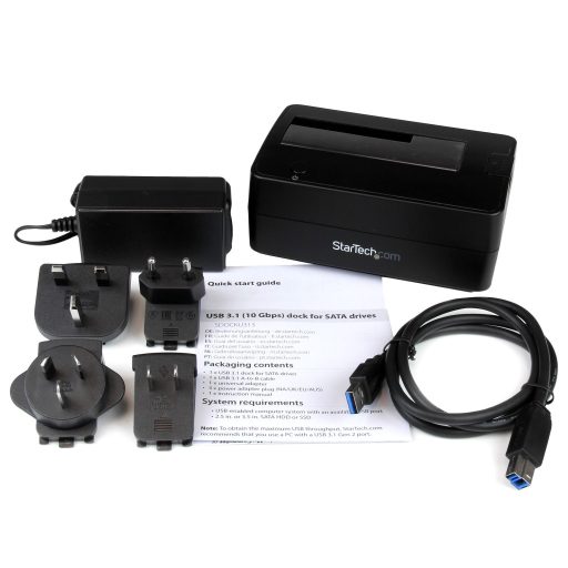 StarTech.com SDOCKU313 dokkoló állomás tárolóegységhez USB 3.2 Gen 2 (3.1 Gen 2) Type micro-B Fekete