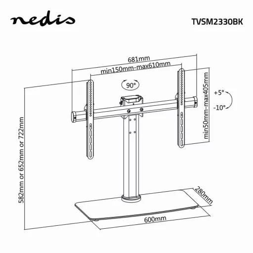 Nedis TVSM2330BK asztali TV konzol 165,1 cm (65") Fekete