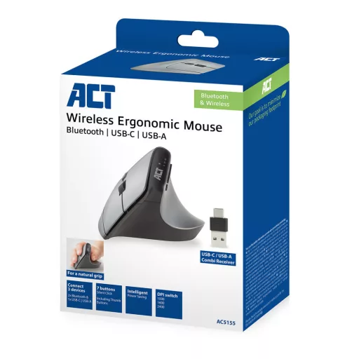 ACT AC5155 egér Irodai Jobbkezes RF vezeték nélküli + Bluetooth Optikai 2400 DPI
