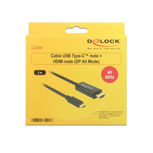 DeLOCK 85291 video átalakító kábel 2 M USB C-típus HDMI Fekete