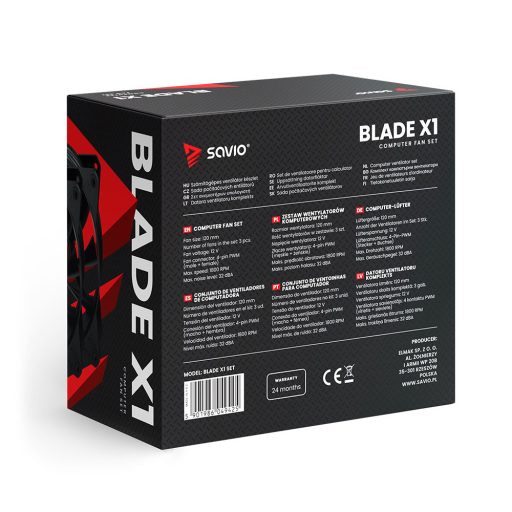 Savio BLADE SET számítógépes hűtőrendszer Számítógép ház Minden az egyben folyadékhűtés 12 cm Fekete