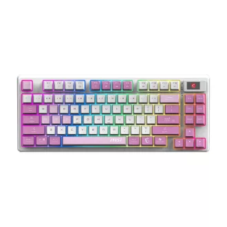   MSI FORGE GK600 TKL WIRELESS VIOLET billentyűzet Játék USB + Bluetooth QWERTY Brit angol Rózsaszín, Ibolya, Fehér