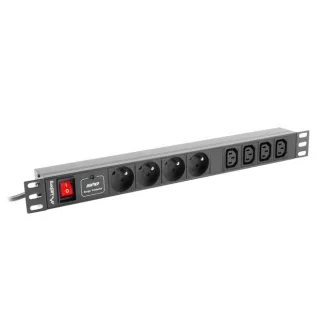   Lanberg PDU-04E04I-0200-BK áramelosztó egység (PDU) 4 AC kimenet(ek) 1U Fekete