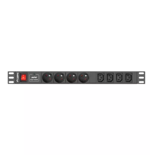 Lanberg PDU-04E04I-0200-BK áramelosztó egység (PDU) 4 AC kimenet(ek) 1U Fekete