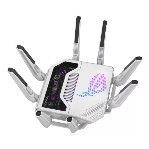 ASUS ROG Rapture GT-BE19000AI vezetéknélküli router 10 Gigabit Ethernet Háromsávos (2,4 GHz / 5 GHz / 6 GHz) Fehér