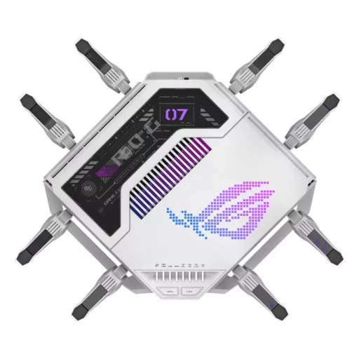 ASUS ROG Rapture GT-BE19000AI vezetéknélküli router 10 Gigabit Ethernet Háromsávos (2,4 GHz / 5 GHz / 6 GHz) Fehér