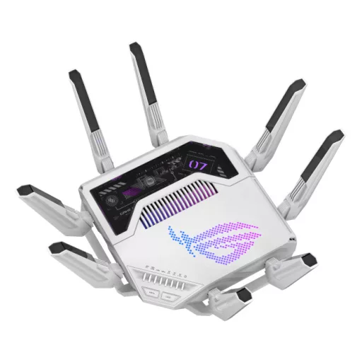 ASUS ROG Rapture GT-BE19000AI vezetéknélküli router 10 Gigabit Ethernet Háromsávos (2,4 GHz / 5 GHz / 6 GHz) Fehér