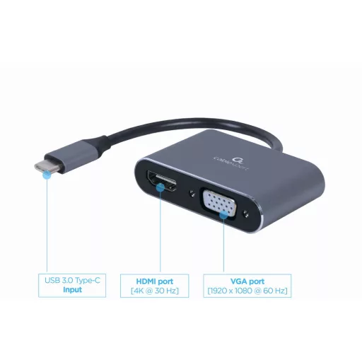 Cablexpert A-USB3C-HDMIVGA-01 video digitalizáló adapter Szürke