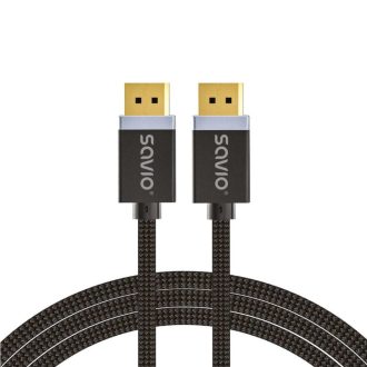 Savio DisplayPort cable 2 m Black CL-166 Fekete