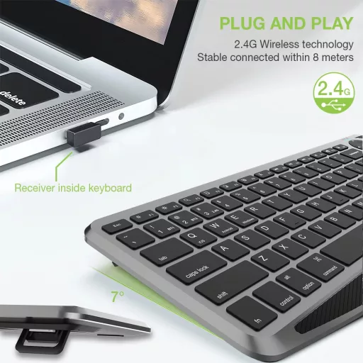 Techly ICTB9801TB billentyűzet Univerzális RF vezeték nélküli + Bluetooth QWERTY Amerikai angol Fekete