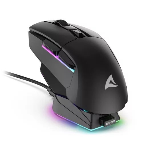 Sharkoon SGM50W egér Játék Jobbkezes RF Wireless + USB Type-A Optikai 6400 DPI