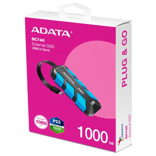 ADATA SC740 1 TB USB C-típus 3.2 Gen 2 (3.1 Gen 2) Fekete, Kék