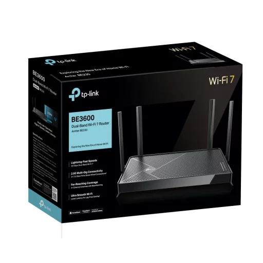 TP-Link Archer BE230 vezetéknélküli router 2.5 Gigabit Ethernet Kétsávos (2,4 GHz / 5 GHz) Fekete