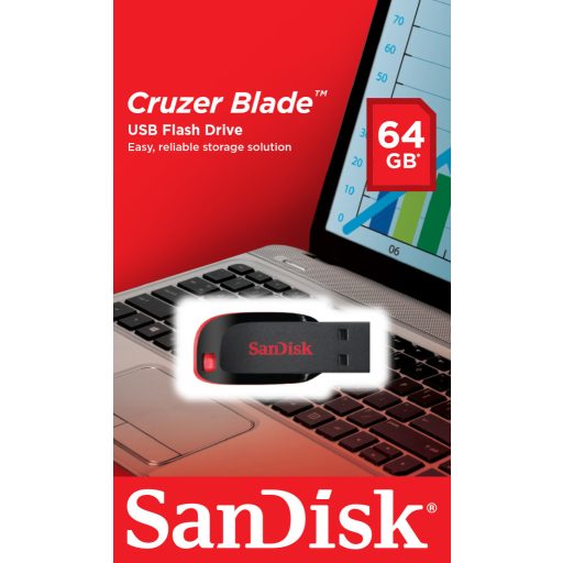 SanDisk Cruzer Blade USB flash meghajtó 64 GB USB A típus 2.0 Fekete, Vörös
