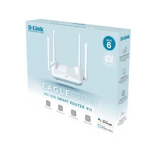 D-Link R15 vezetéknélküli router Gigabit Ethernet Kétsávos (2,4 GHz / 5 GHz) Fehér