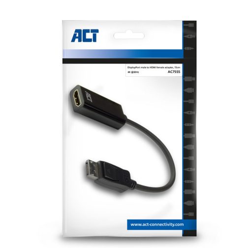 ACT AC7555 video átalakító kábel 0,15 M DisplayPort HDMI A-típus (Standard) Fekete