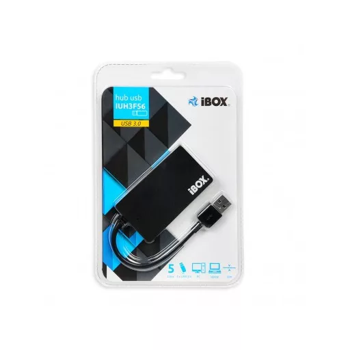 iBox IUH3F56 hálózati csatlakozó USB 3.2 Gen 1 (3.1 Gen 1) Type-A 5000 Mbit/s Fekete