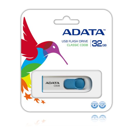 ADATA 32GB C008 USB flash meghajtó USB A típus 2.0 Kék, Fehér