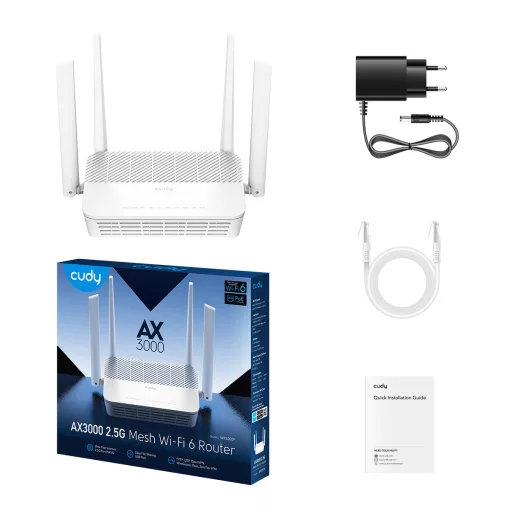 Cudy WR3000P vezetéknélküli router 2.5 Gigabit Ethernet Kétsávos (2,4 GHz / 5 GHz) Fehér
