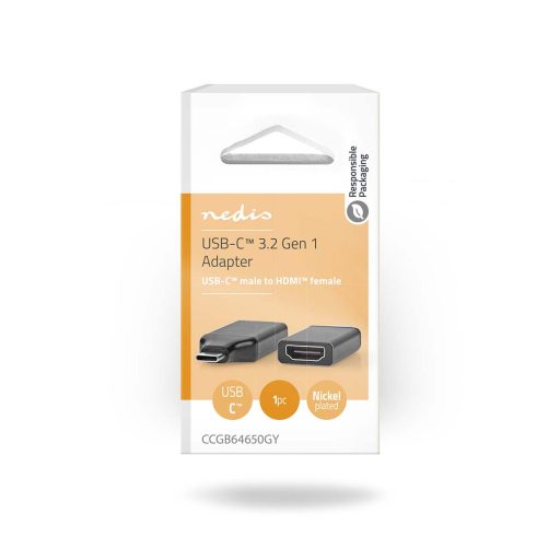 Nedis CCGB64650GY video átalakító kábel 0 M HDMI USB-C Fekete, Szürke