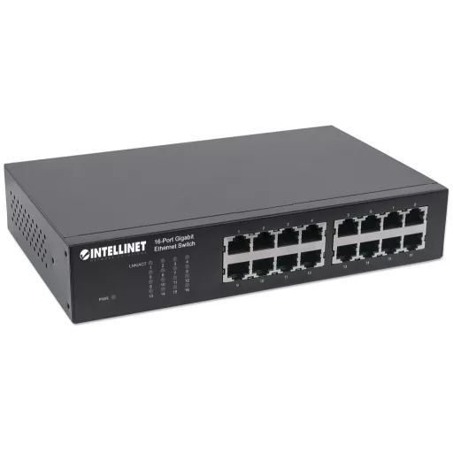 Intellinet 561068 hálózati kapcsoló Beállítást nem igénylő (unmanaged) L2 Gigabit Ethernet (10/100/1000) 1U Fekete