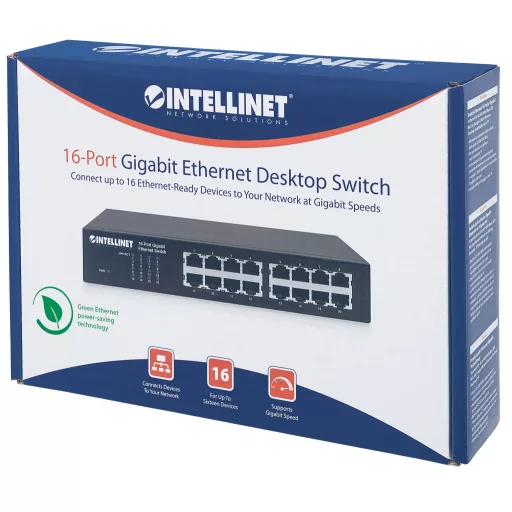 Intellinet 561068 hálózati kapcsoló Beállítást nem igénylő (unmanaged) L2 Gigabit Ethernet (10/100/1000) 1U Fekete