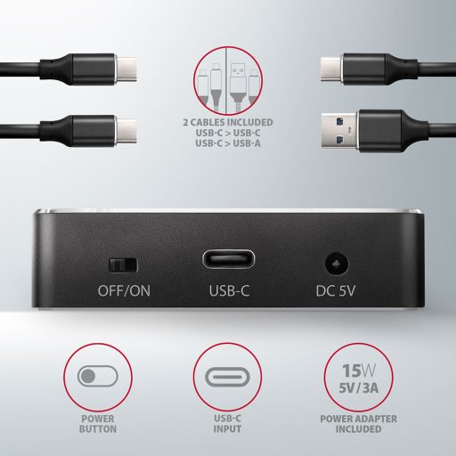 Axagon ADSA-M2C dokkoló állomás tárolóegységhez USB 3.2 Gen 2 (3.1 Gen 2) Type-C Fekete