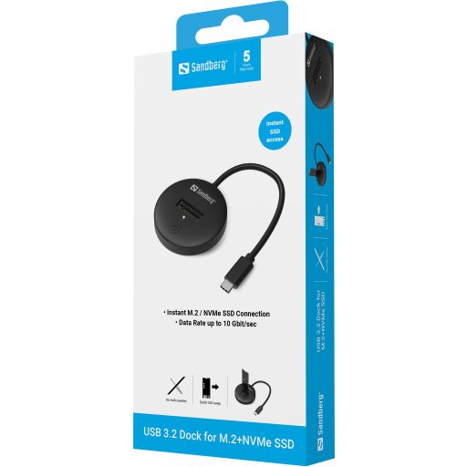 Sandberg 136-47 dokkoló állomás tárolóegységhez USB C-típus Fekete