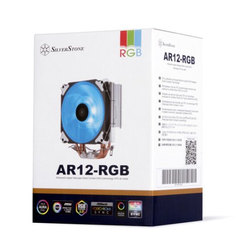 Silverstone AR12 RGB Processzor Hűtő 12 cm Fekete, Rozsdamentes acél, Fehér