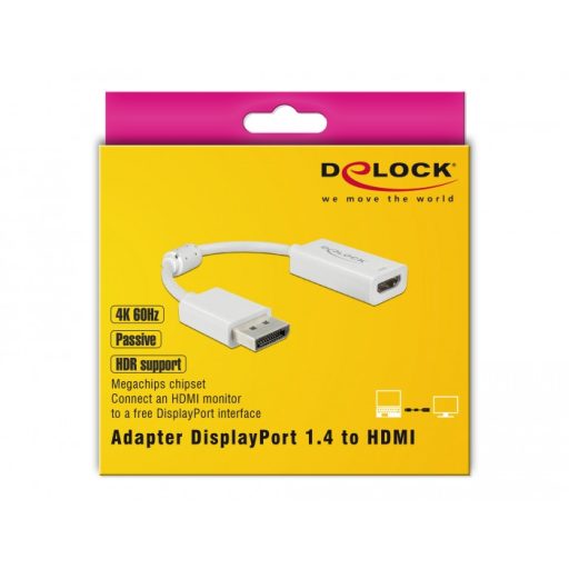 DeLOCK 63936 video átalakító kábel 0,1 M DisplayPort HDMI Fehér